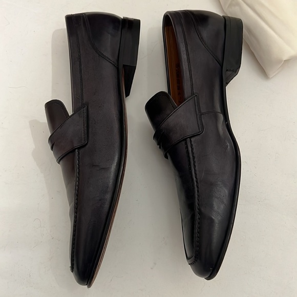 Mens BALLY Dark Grained Gray Slip on Loafer Shoes 9 1/2 - Picture 4 of 16